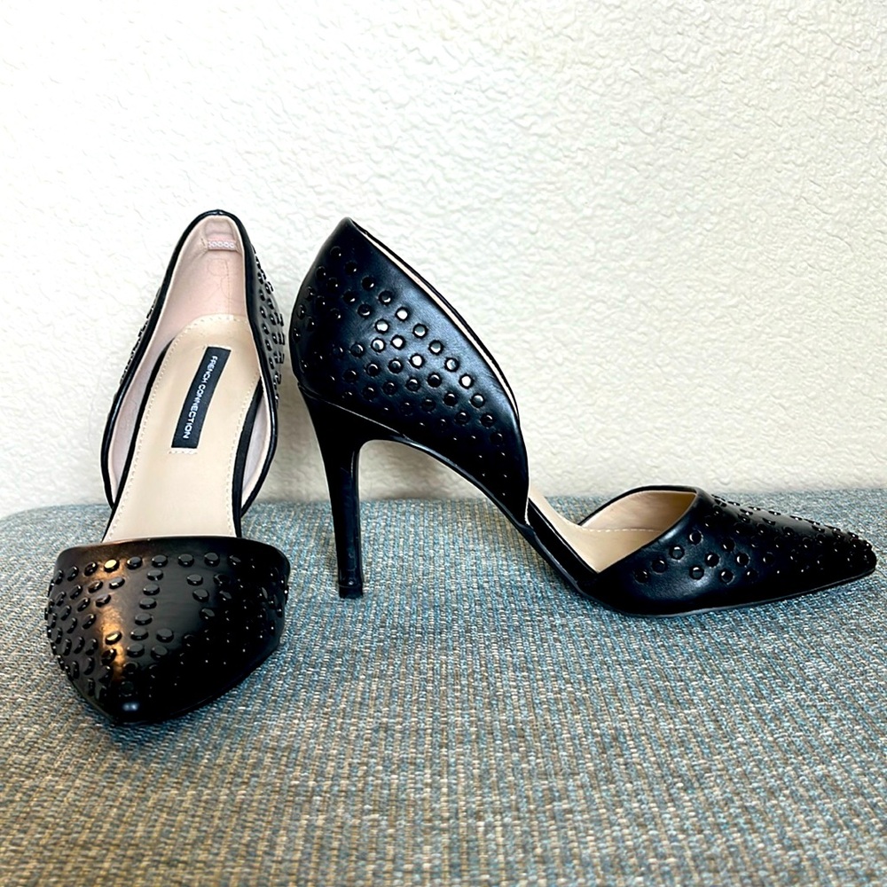 French connection heels black with black stud details